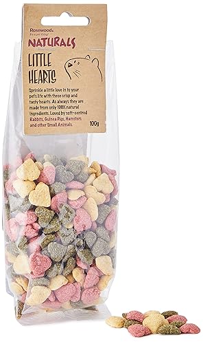 Rosewood Naturals Little Hearts, Small Animal Treats for Rabbits, Guinea Pigs, Chinchillas, Degus, Hamsters, Gerbils, Mice and Rats, 100g - 100 g (Pack of 1)