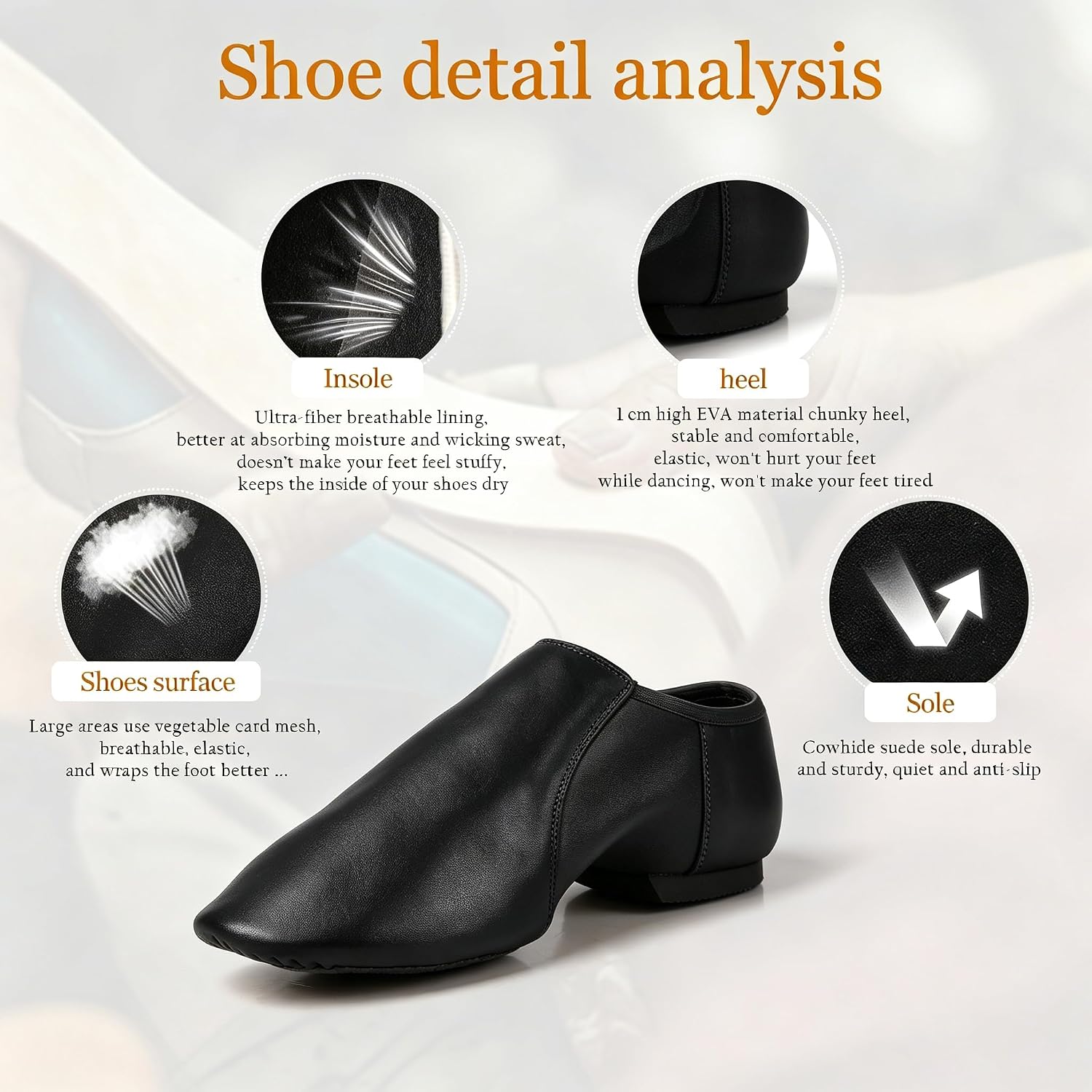 Jazz Shoes for Women PU Leather Slip-on Adult Dance Shoes,Unisex