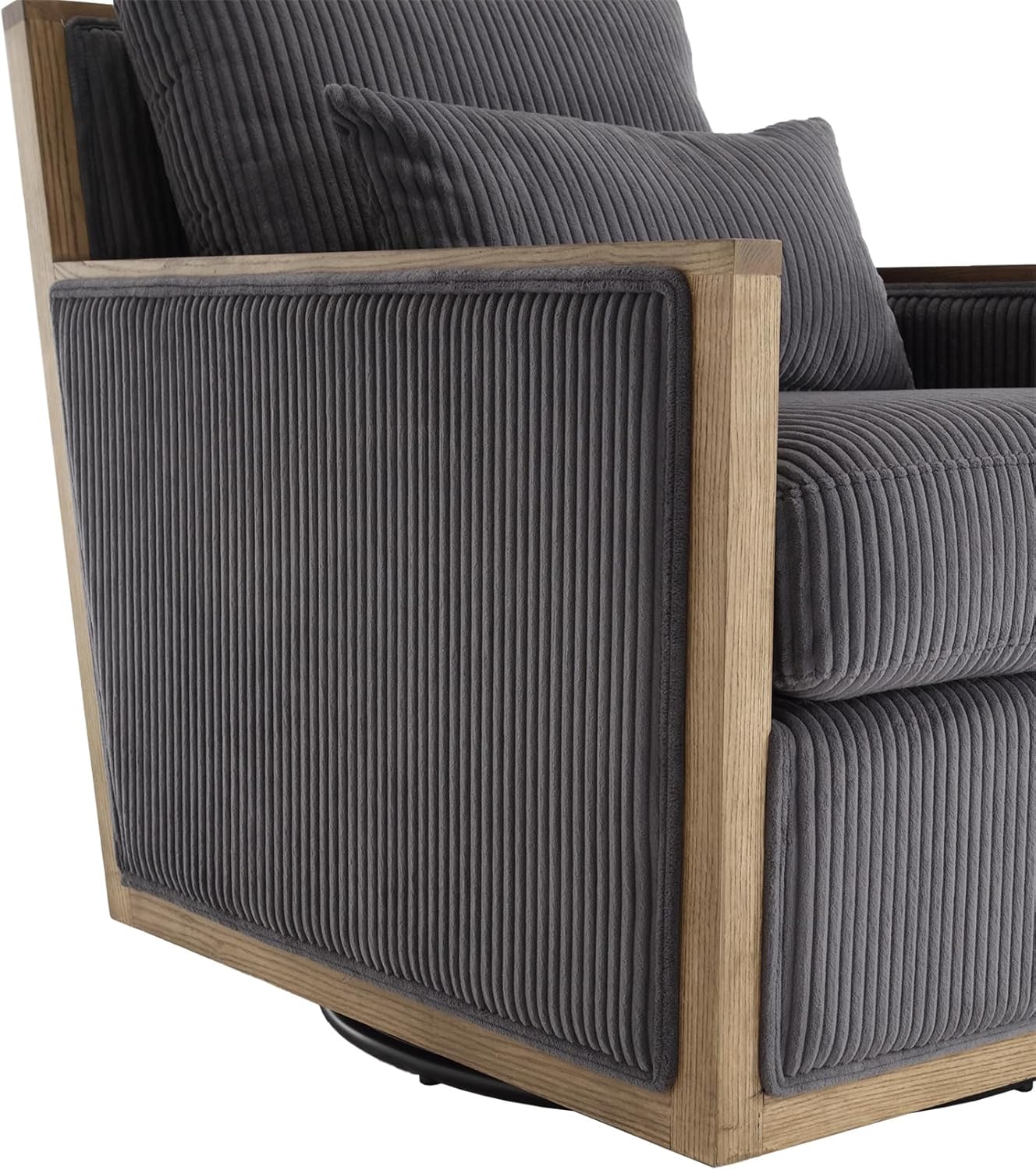 SZLIZCCC 360 Degree Swivel Barrel Chair, Round Accent Chair, Living Room Swivel Accent Sofa Chair, Club Lounge Armchair for Living Room Bedroom Office (Corduroy Barrel Chair-Dary Gray)