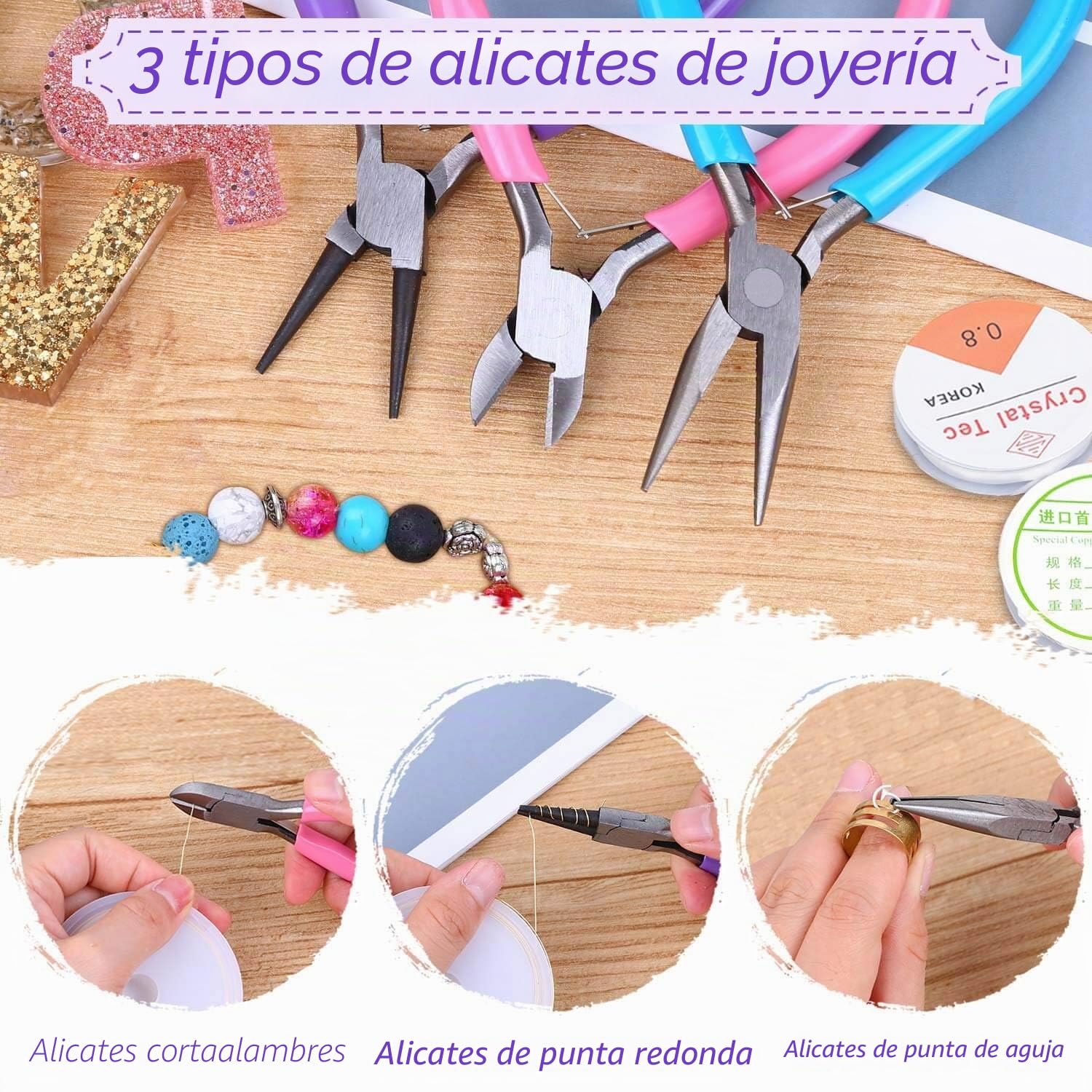 shynek Kit de fabricación de joyas, suministros para adultos con herramientas, cables, accesorios y dijes para hacer y reparar