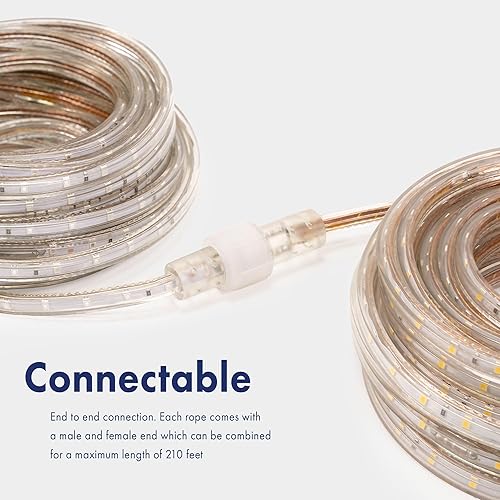 Miniatura 7 de WYZworks Tira de luz LED de 16 modos de luz blanca cálida de 25 pies, SMD 2835, impermeable, conectable, permanente, para exteriores, certificado