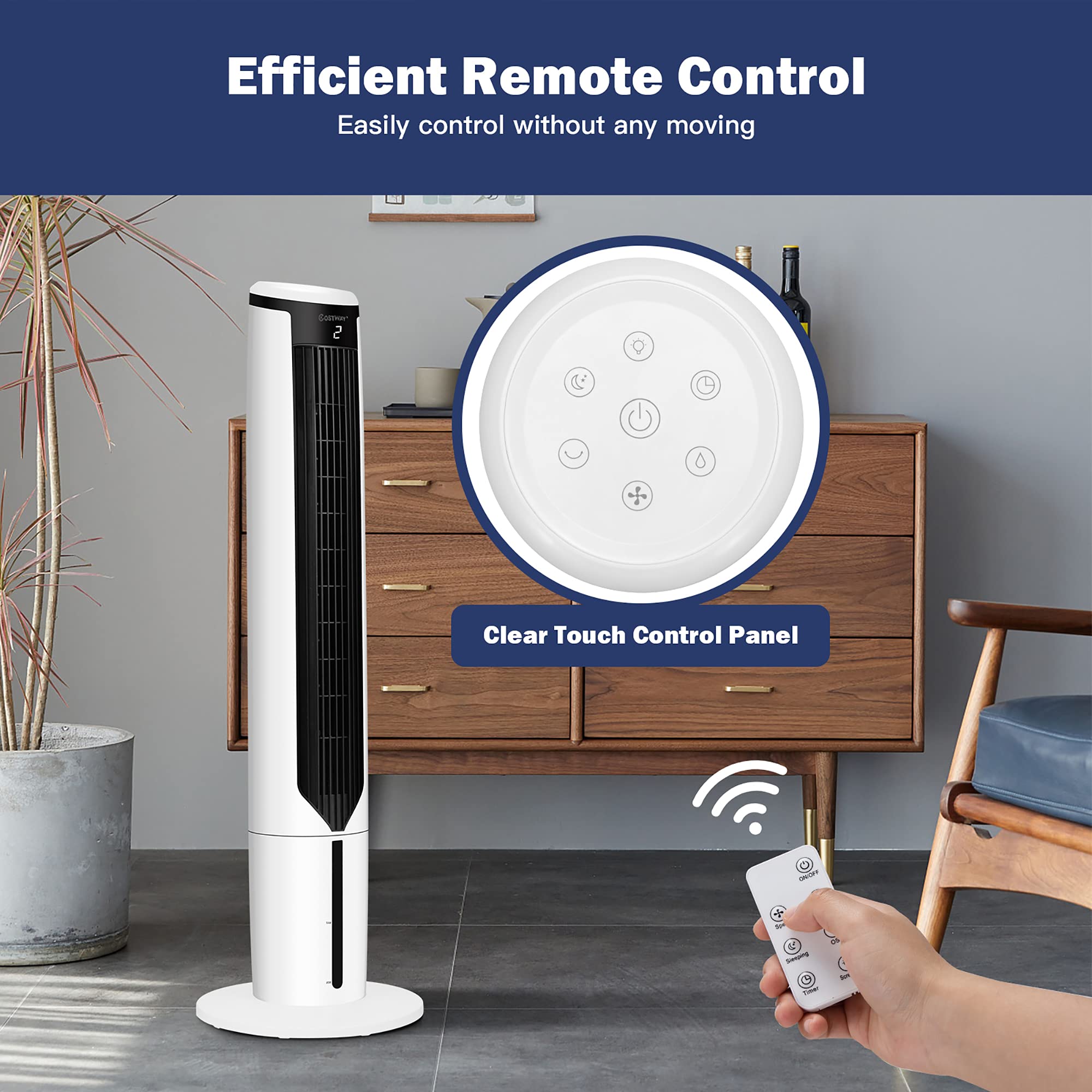 DORTALA 41 Tower Fan, 3-in-1 Evaporative Air Cooler Humidifier w/Remote  Control, LED Display, 9H Timer, 4 Ice Packs, Portable Floor Bladeless Fan  w/3 Modes u0026 3 Speeds for Bedroom Living Room Office :