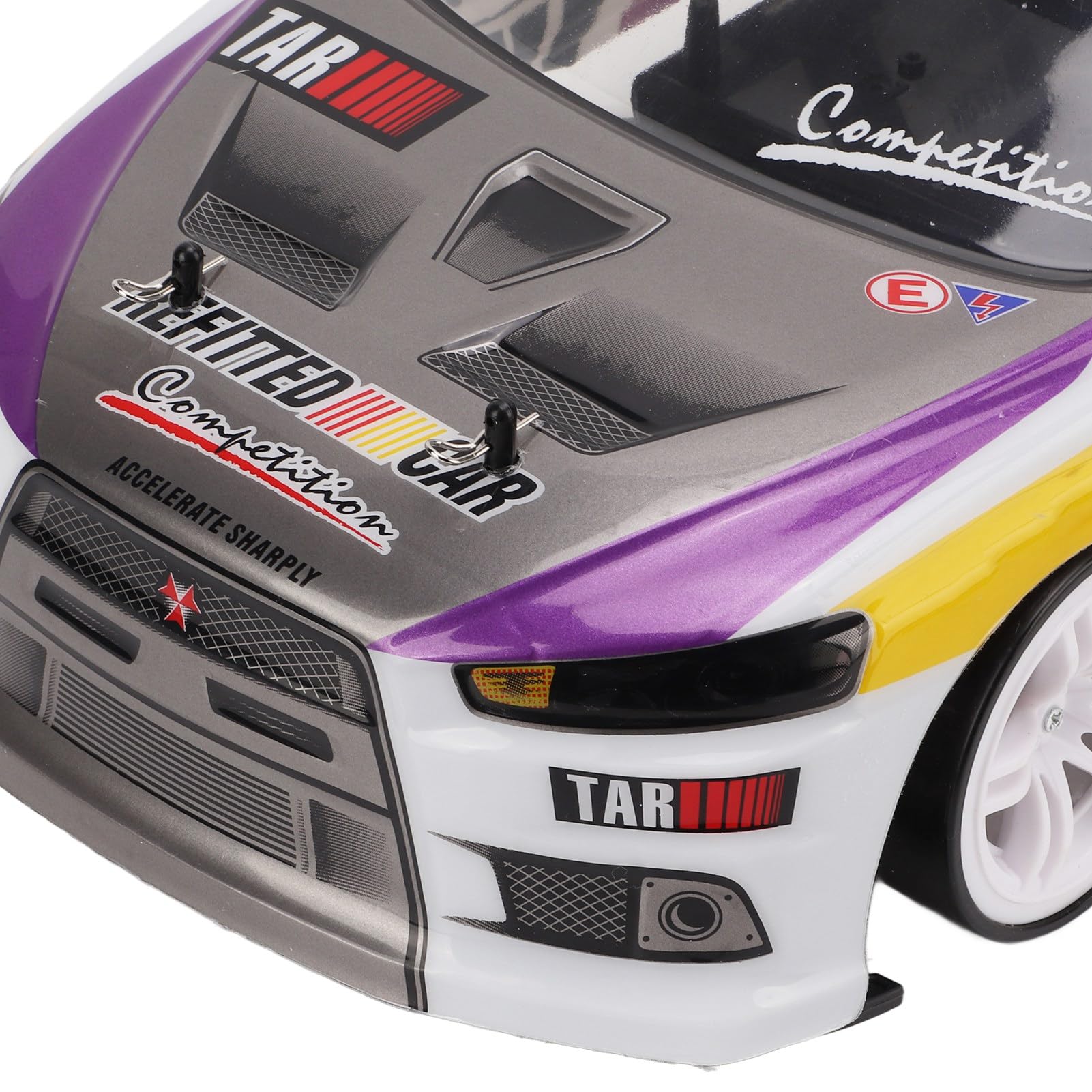 VGEBY 1/10 2.4G 4WD RC Samochód Wyścigowy do Driftu, Dioda LED Dużej Mocy, Lampa Kaskaderska, Zdalnie Sterowana, Zabawka Elektryczna z podwójną komorą Baterii i Oponami do Driftu, dla (2 baterie)