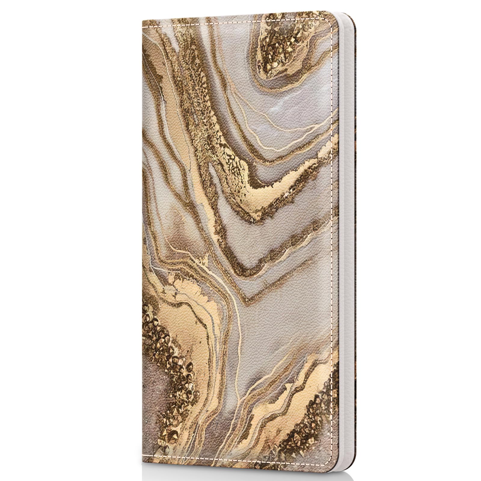 Pisypox Checkbook Cover for Personal Checkbook，Patterned Pu Leather check book covers for women and men，with Pen Holder & Built-in Clear Plastic