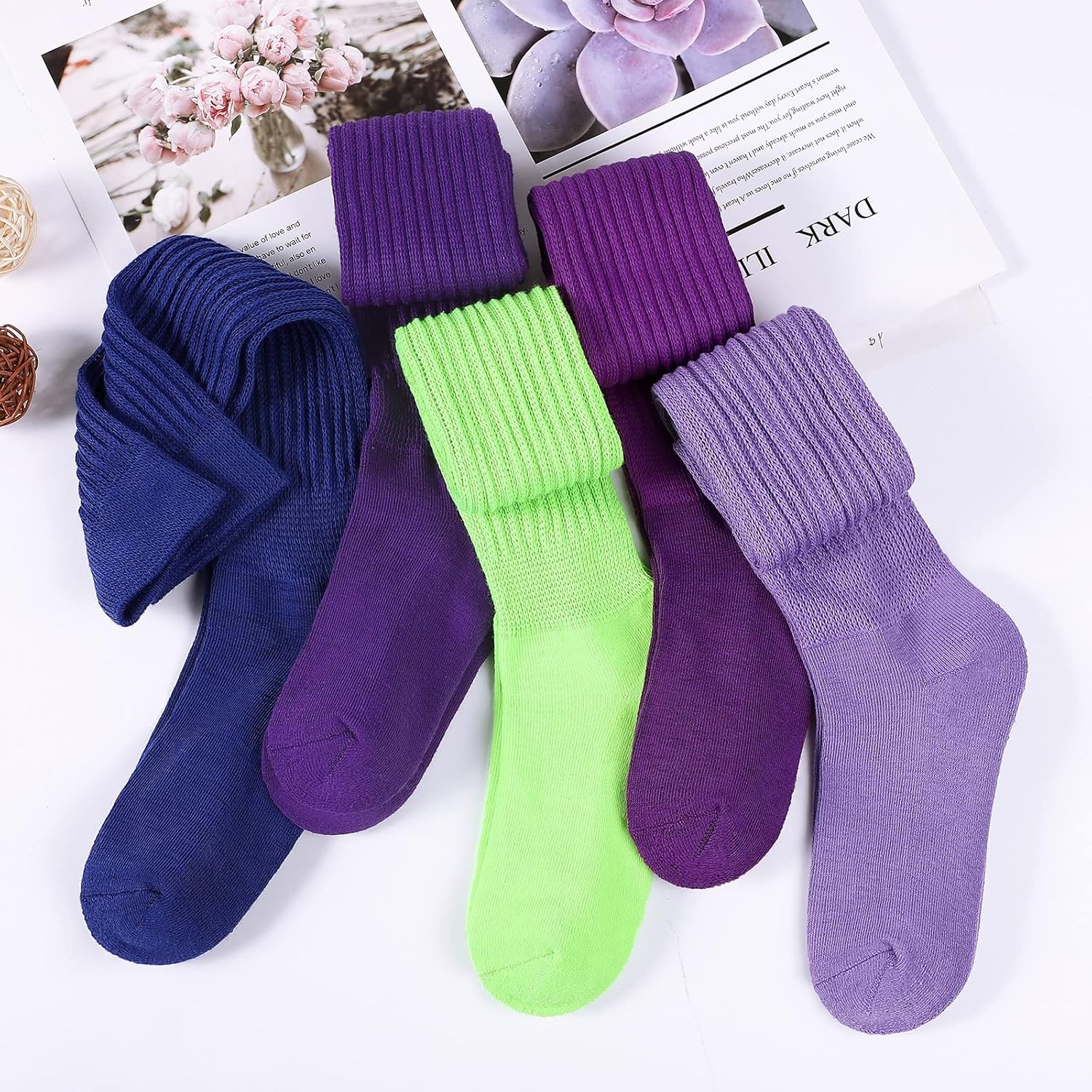 BOOPH Slouch Socks Women Scrunch Sock Knee High Slouchy Socks for Women Size 6-11 - Image 7