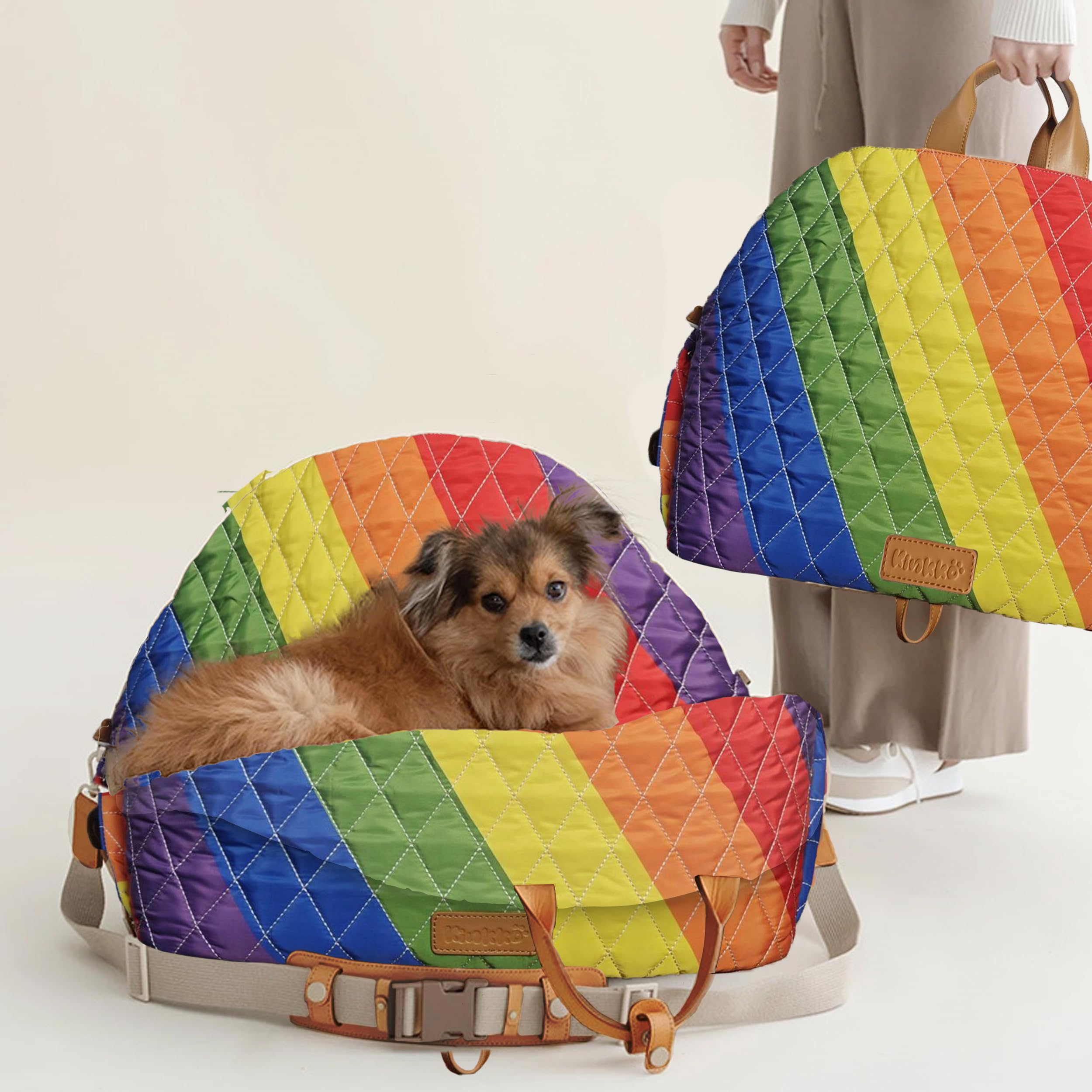 Small Dog Car Seat, 3 in 1 Travel Carrier, Washable Non-slip Safety Belts, Fits Front and Back Seats, Cozy Pet Car Seat