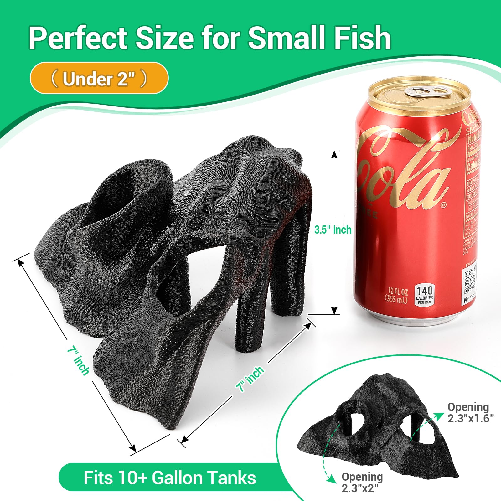 Cave d'aquarium - Cachette d'angle - Cachette de reptile PETG avec 500 g de sable, texture racine de mangrove pour poissons, crevettes, gecko, lézard, décoration d'aquarium - 19,1 x 19,1 x 10,2 cm