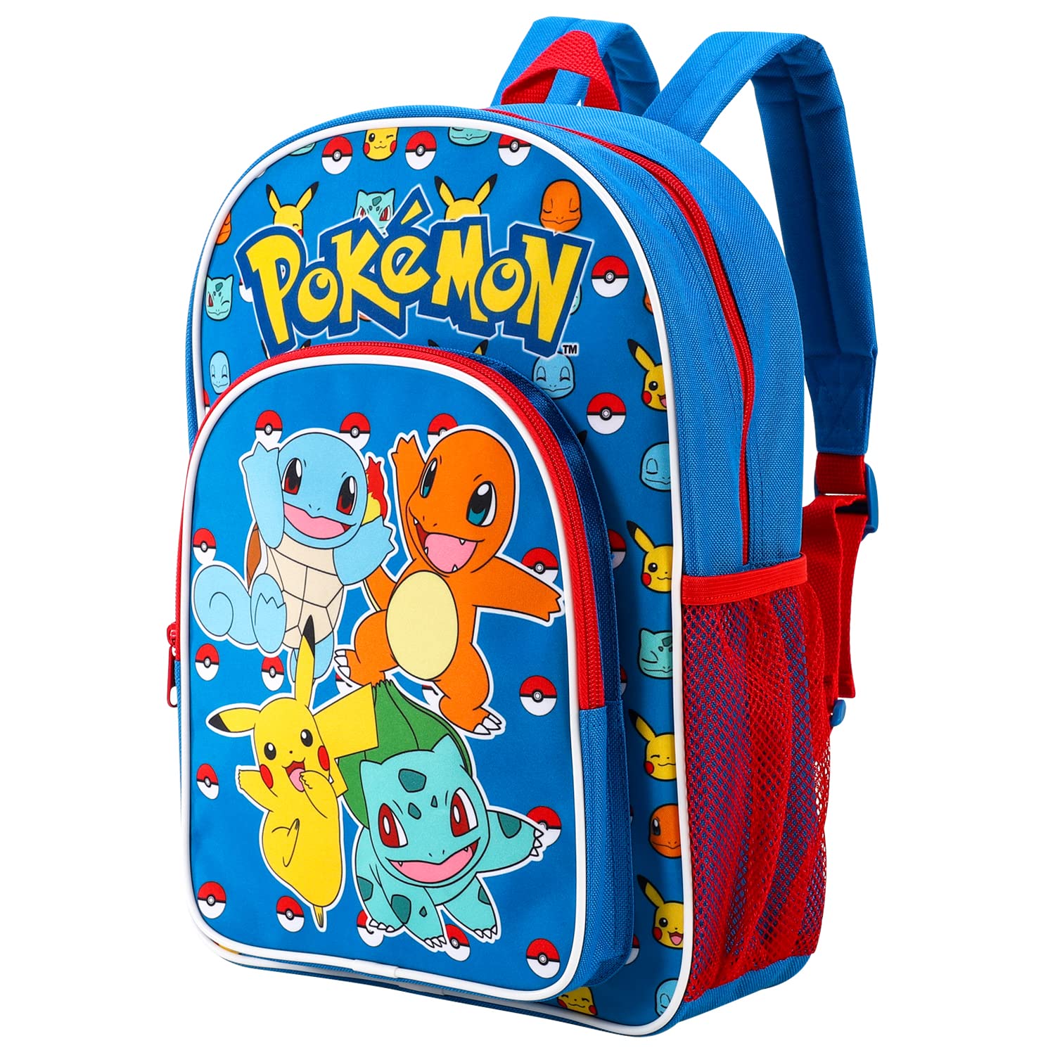Pokémon Kids Childrens Premium Backpack School Rucksack Travel Bag Boys Girls with side mesh pocket and front zipped pocket Multicolour