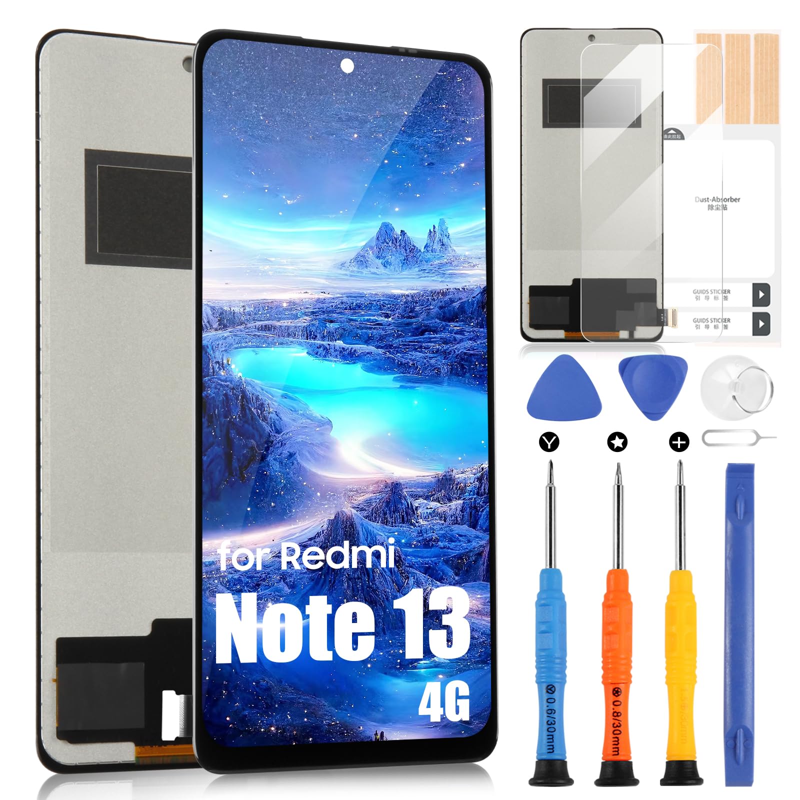 Display LCD per Redmi Note 13 4G Schermo LCD per Xiaomi Redmi Note 13 4G 23129RAA4G 23124RA7EO 6,67" Incell Schermo Digitalizzatore Touch Assemblea con Riparazione (Nero, Senza Sblocco Impronta)