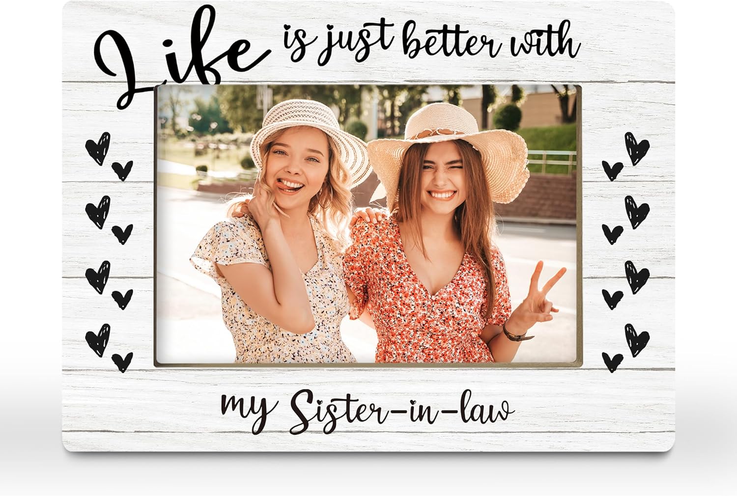 CGBHW Sister-in-Law Gifts Picture Frame, Sisters Gifts for Female Besties from Women Men, Long Distance Friendship Gift for Friends Photo Frame 4x6 Horizontal Photo for Tabletop Display