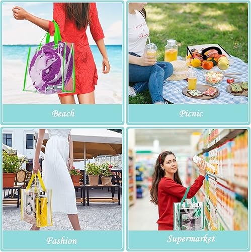 Vista 7 de 12 bolsas transparentes aprobadas para estadios a granel de 12 x 12 x 6 pulgadas, bolsa grande de plástico transparente con asas para deportes