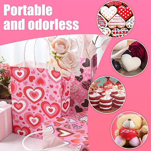 Miniatura 3 de VGOODALL 32 bolsas de regalo para el día de San Valentín, bolsas de papel kraft en forma de corazón, bolsa de papel kraft con asa para cumpleaños,
