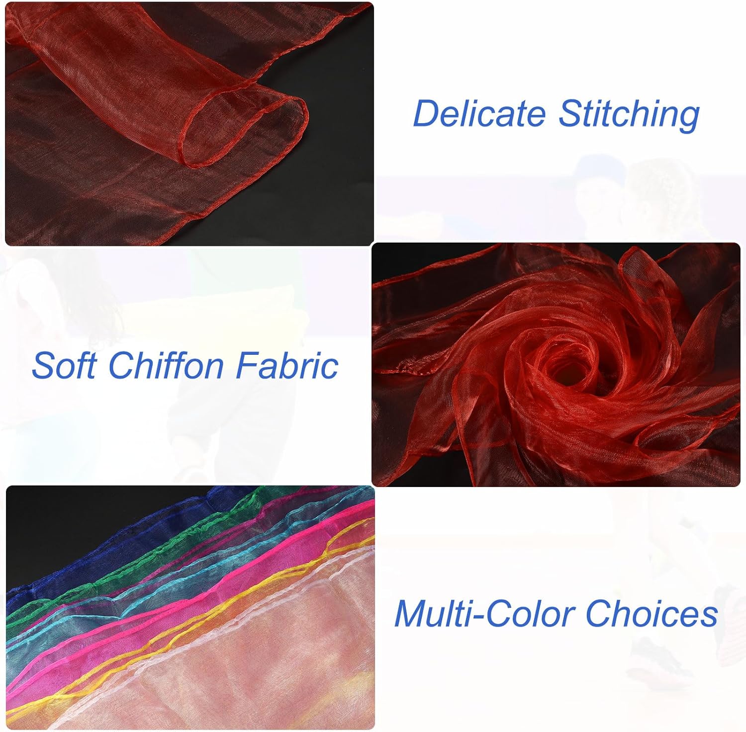 PATIKIL Dance Scarves, 12Pcs Square Juggling Scarves 28 by 28 Inches for Play Magic Music Activity Juggling Dressing, Red - Image 3