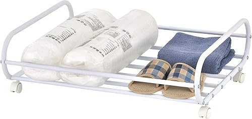 Miniatura 10 de MyGift Carrito de almacenamiento debajo de la cama de 24 pulgadas, organizador de almacenamiento de metal negro con ruedas giratorias, compartimento