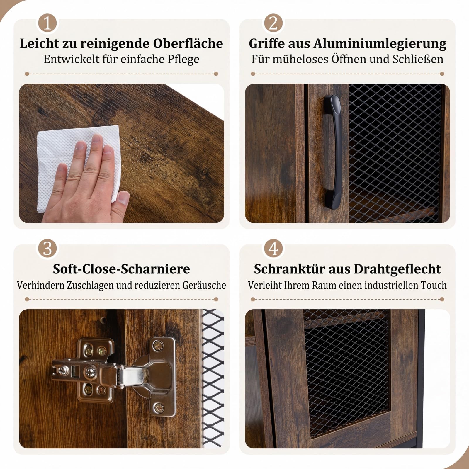 COSTWAY Sideboard Holz, Küchenschrank mit Tür, offenen Ablagen & verstellbaren Einlegeböden, Rahmen aus Kohlenstoffstahl, Anrichteschrank Buffetschrank, Schrank Vintage, 70 x 30 x 81 cm (Braun)