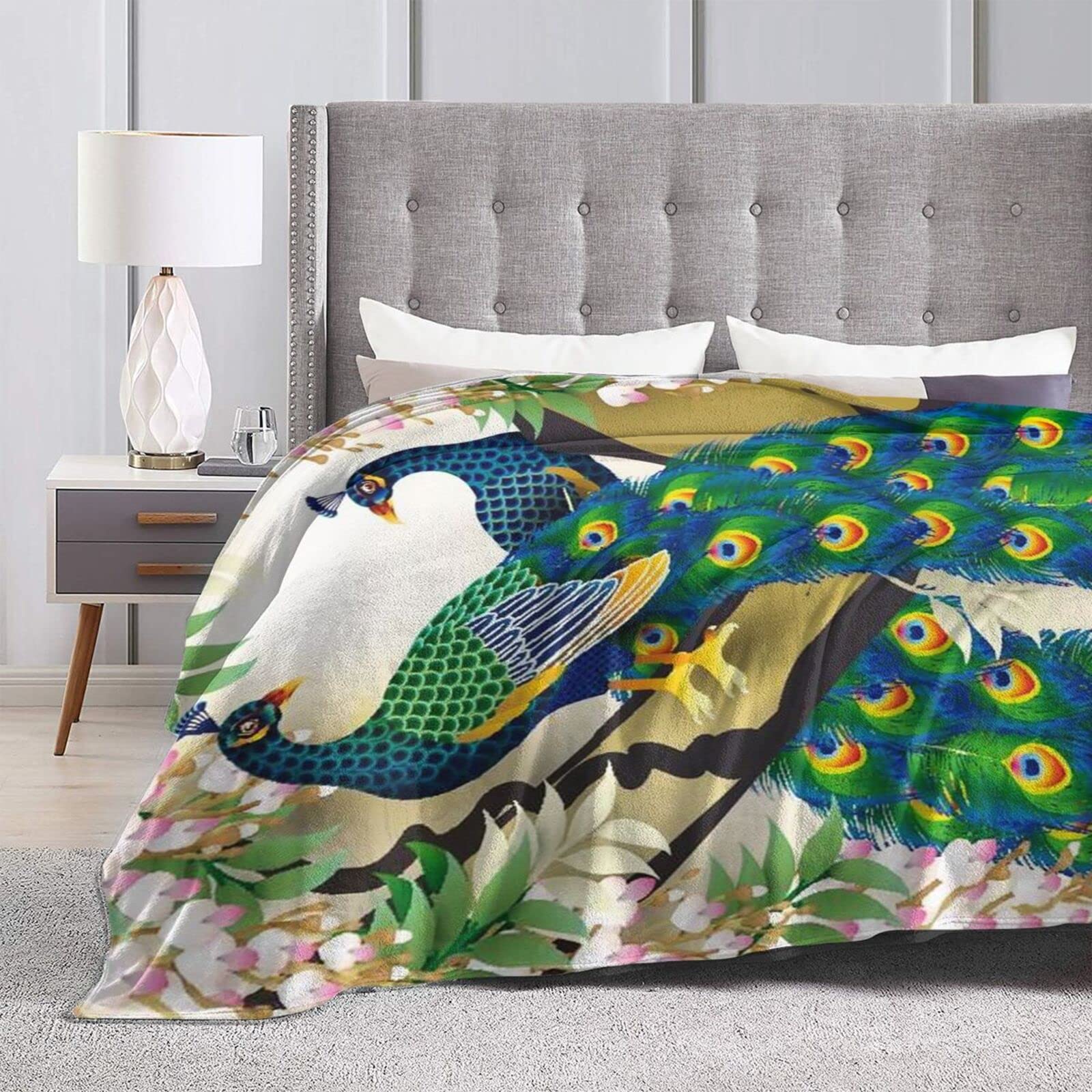 Überwurfdecke Mit Pfauenmotiv, Herbst-böhmische Blumen, Blätter, Herbst