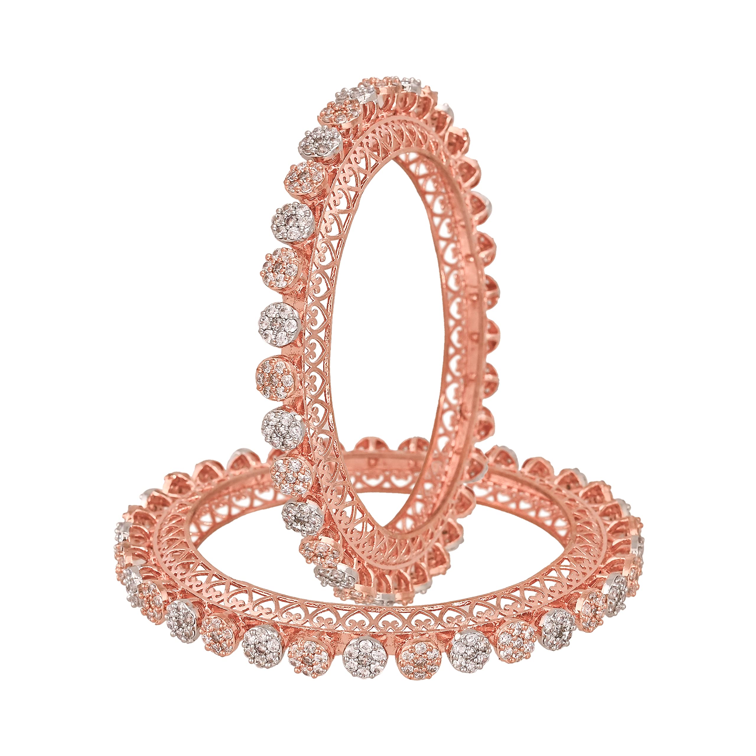 Ratnavali Jewels Rose Gold Plated Traditional White American Diamond Stone Pacheli Kada Bangles Set for Women/Girls (B0B4KHPD5Y) Amazon Price History, Amazon Price Tracker