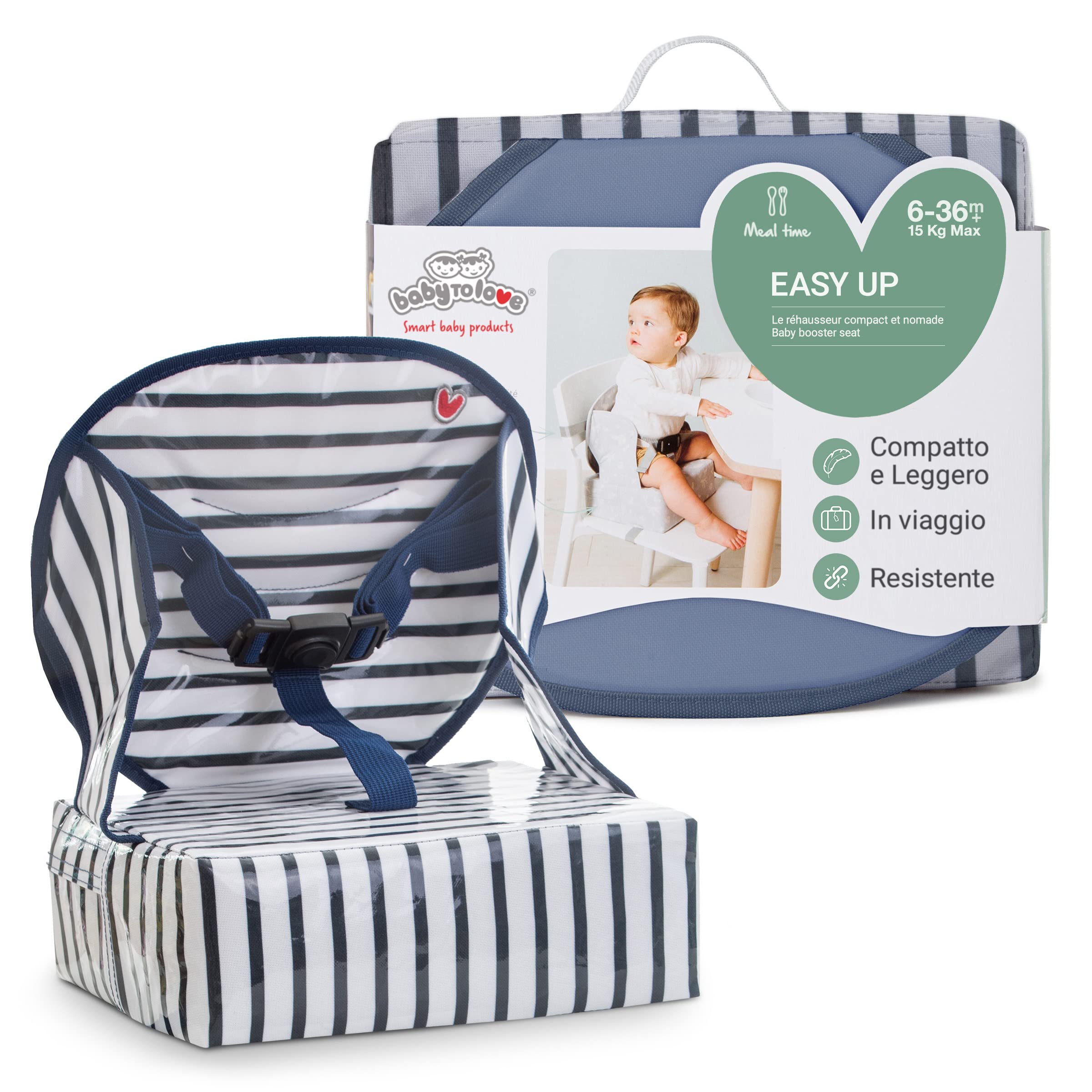 Alzatina Easy Up BabyToLove | Leggera, compatta e facile da trasportare | Blue Stripes