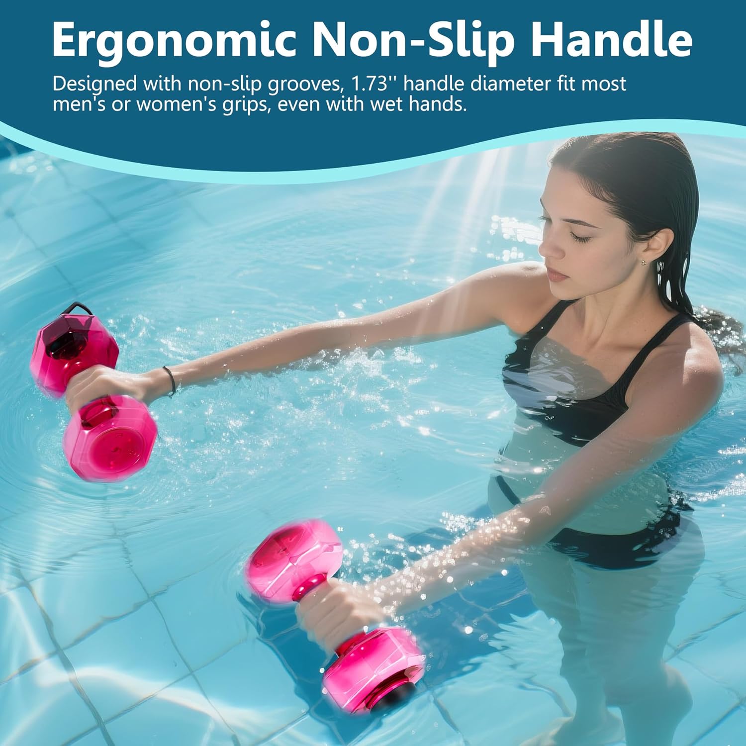 YOTAN Water Dumbbells Set, 2 PCS Water Weights for Pool Exercise, Pool Weights for Water Exercise Resistance, Aquatic Exercise Equipment for Aqua Therapy, Pool Fitness, Weight Loss