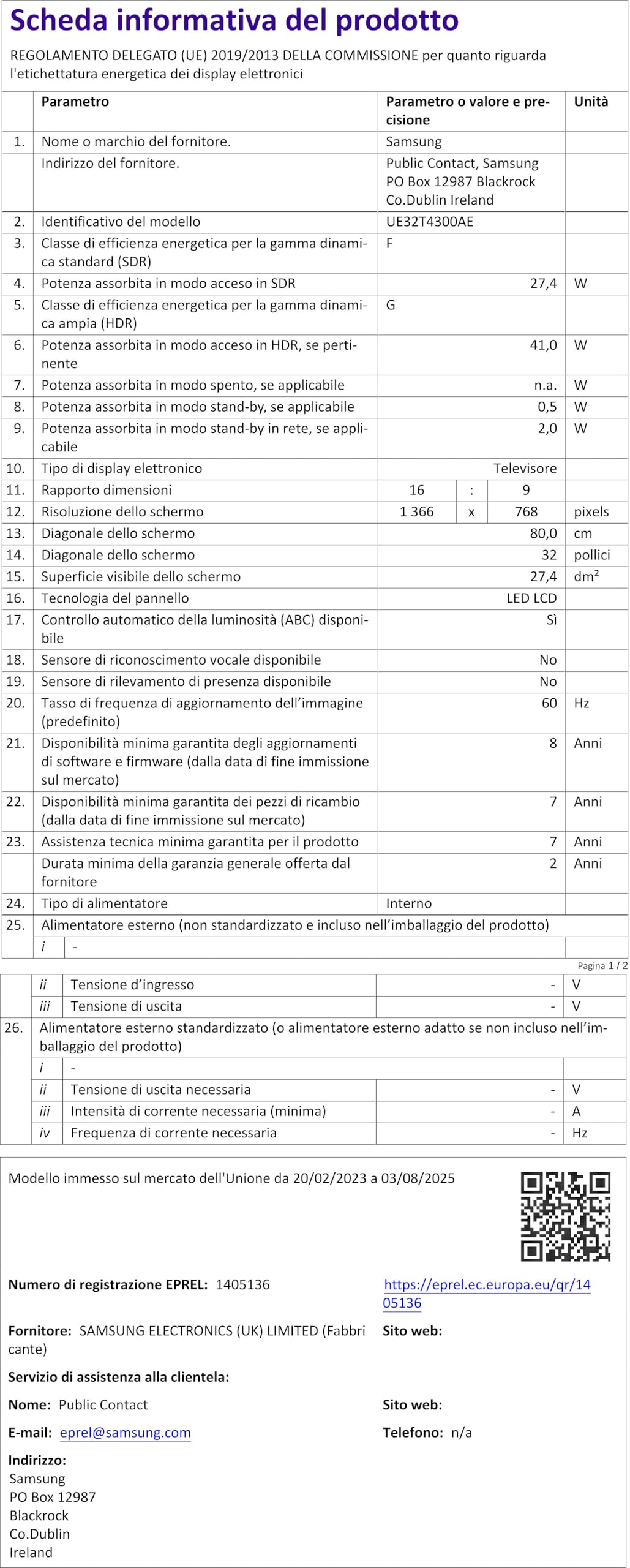 Samsung UE32T4300A Téléviseur LED 32 Pouces