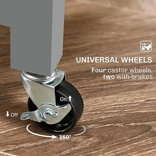 Miniatura 6 de HOMCOM Carrito de isla de cocina rodante, carrito de servicio de bar, carrito compacto con ruedas con parte superior de madera, estantes y cajones