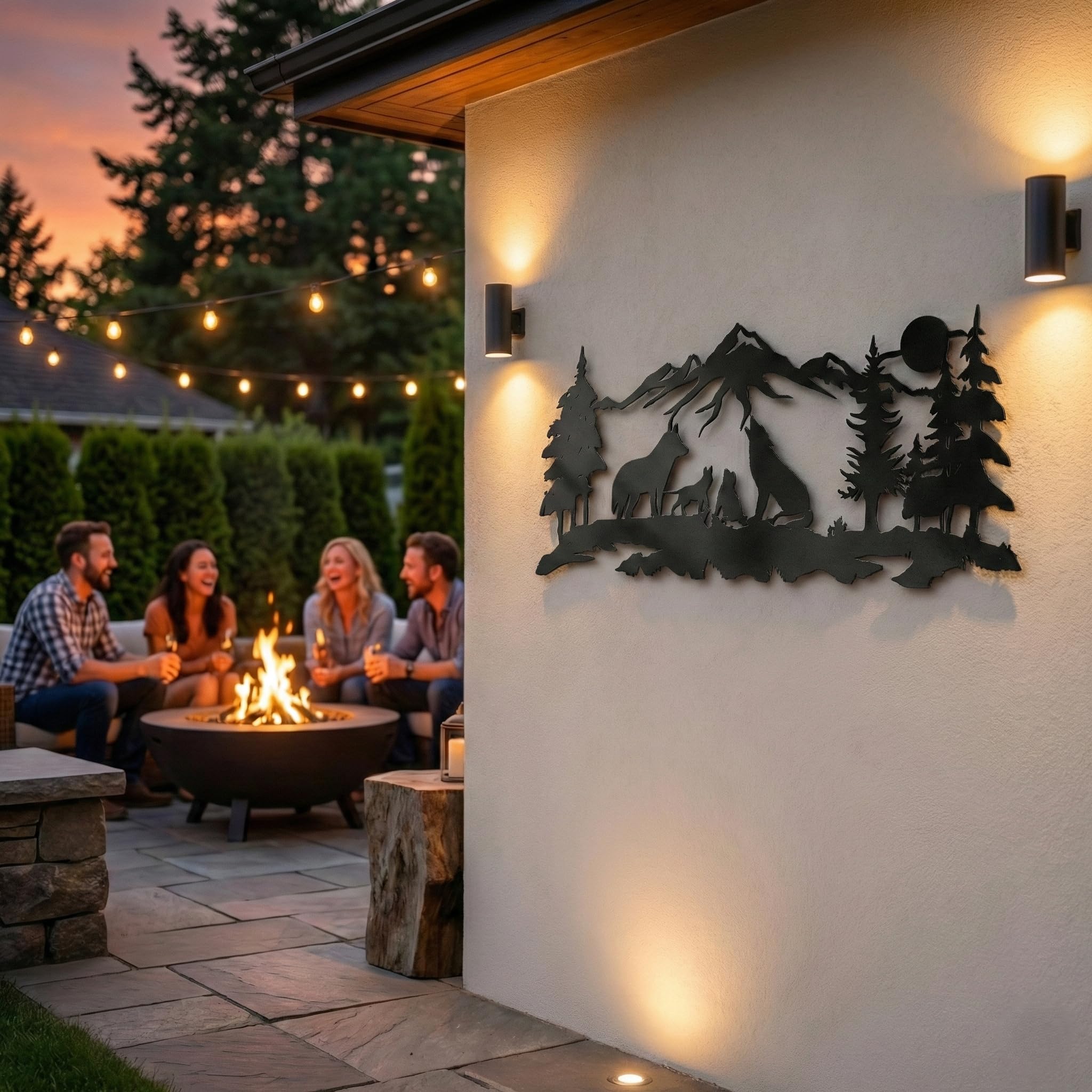 Dekadron Art mural en métal, Art de famille de loups en métal, Art mural Nature, loup (117x51cm)
