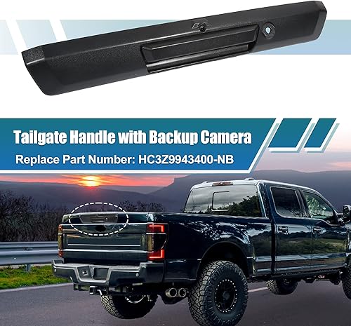 Miniatura 2 de X AUTOHAUX HC3Z9943400-NB - Manija trasera para puerta trasera con cámara de respaldo para Ford F-250 Super Duty King Ranch Lariat Platinum XL XLT