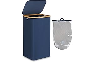efluky Collapsible Laundry Hamper with Bamboo Handles and Inner Bag for Boys