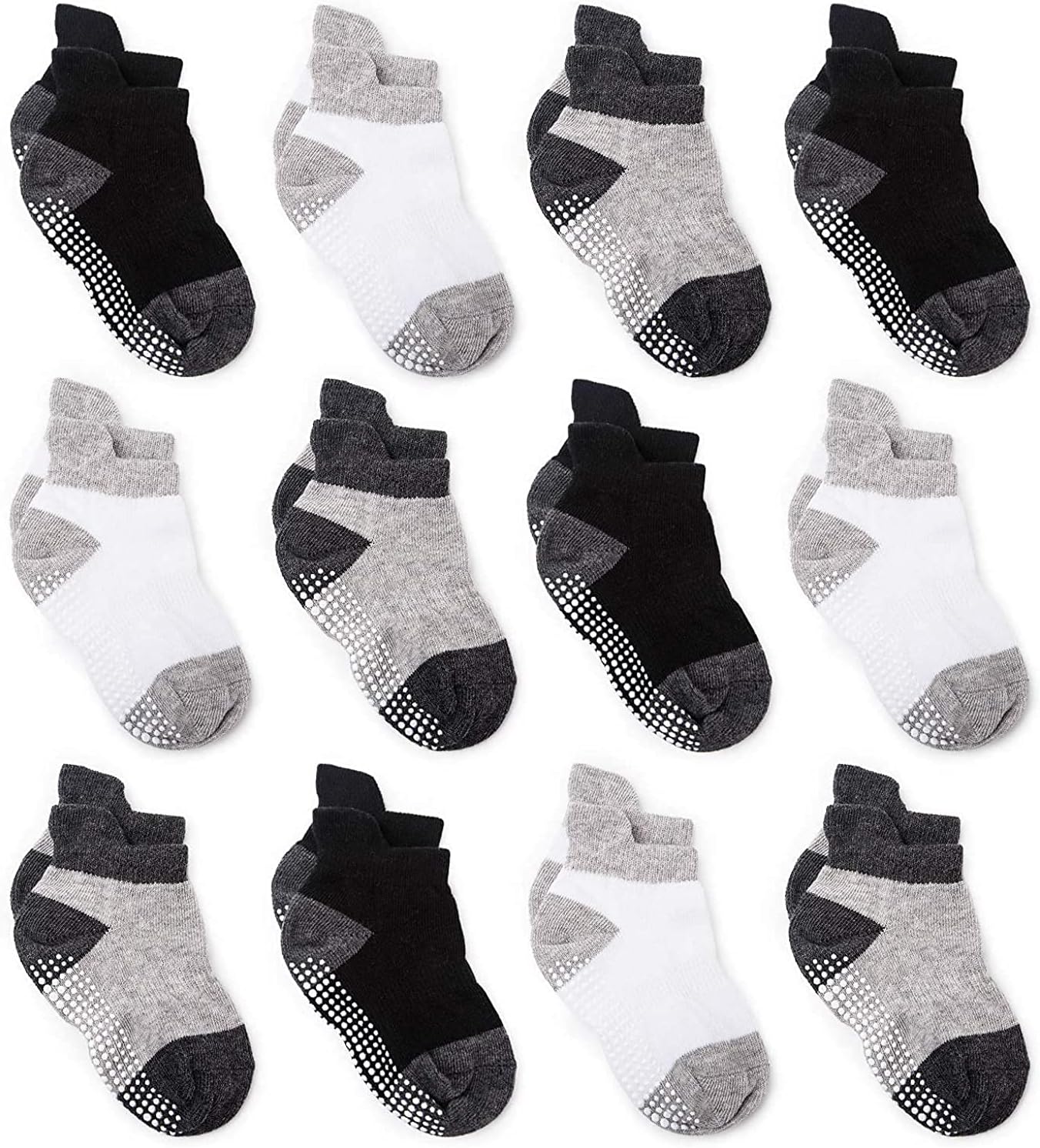 Baby Non Slip Grip Ankle Socks with Non Skid Soles for Infants Toddlers Kids Boys Girls