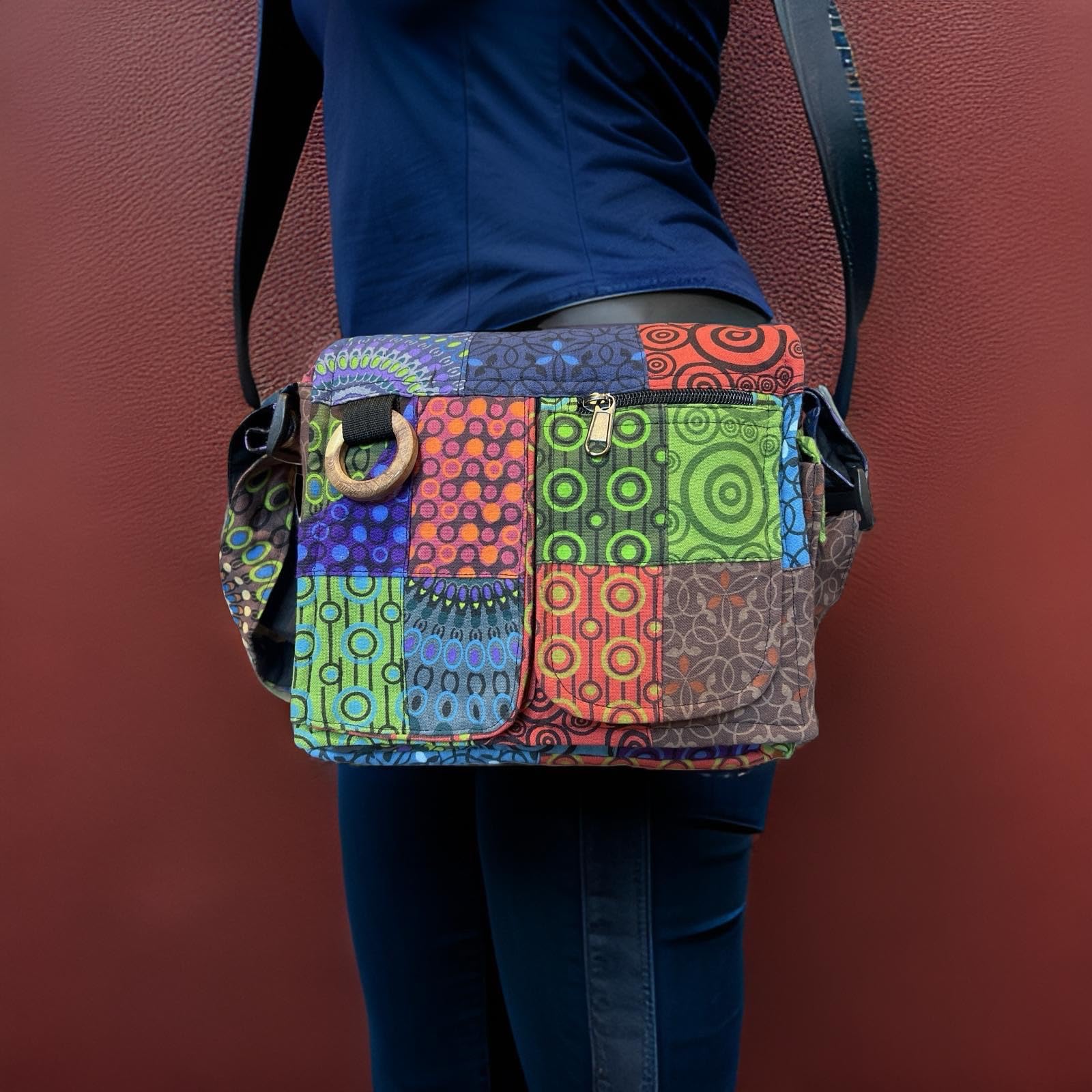 Bolso forrado en algodón étnico. Patrones étnicos impresos. Rabat, bolso de hombro de algodón para mujer, estilo indio étnico