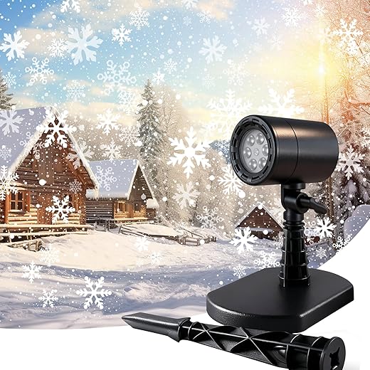 Christmas Snowflake Projector Lights Outdoor Waterproof LED Holiday Projection Lamp for Yard, House, Garden, Party Decorations