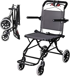 Portable Wheelchair,Lightweight Foldable Transport Chair with Handbrake for Adults and Senoirs