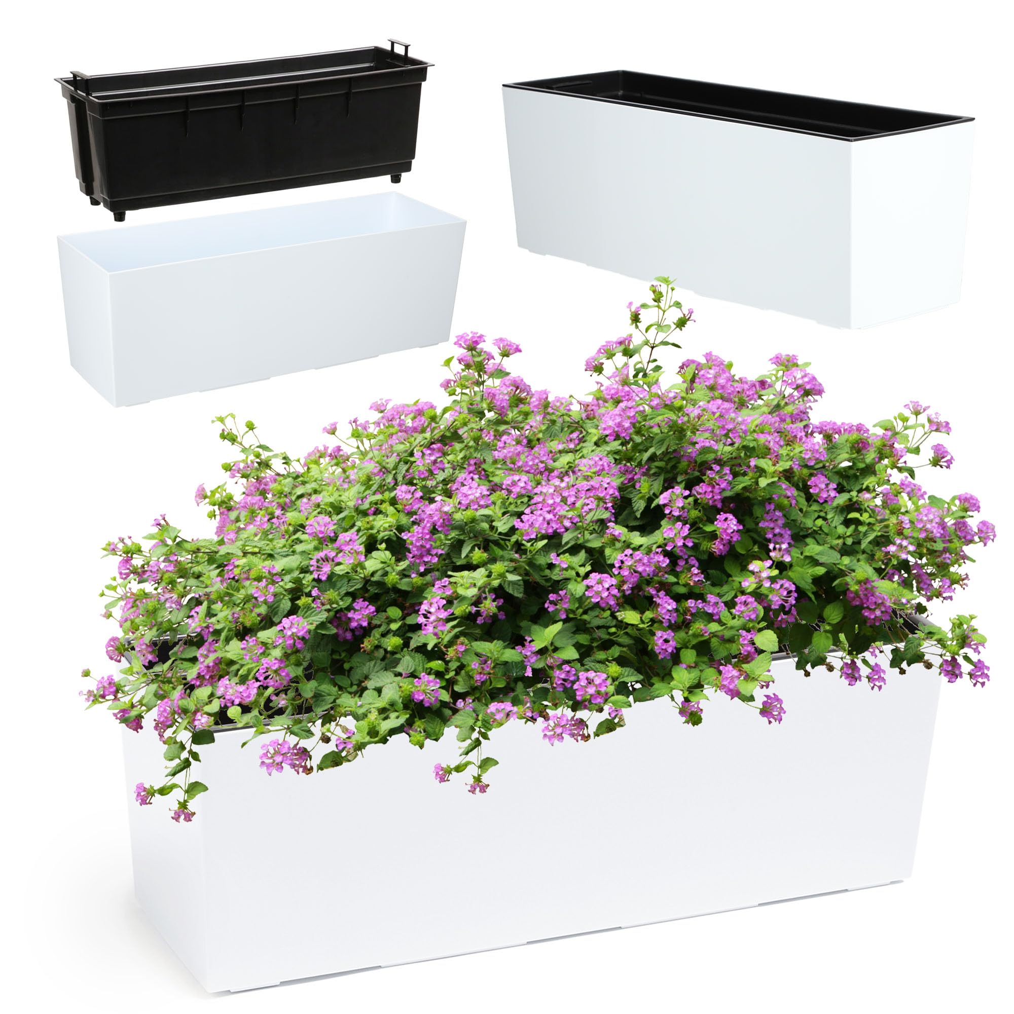 KADAX Set Di 3 Vasi In Plastica PP Con Sottovaso 18 Cm - Rossi Per Piante Grasse E Fiori - 2