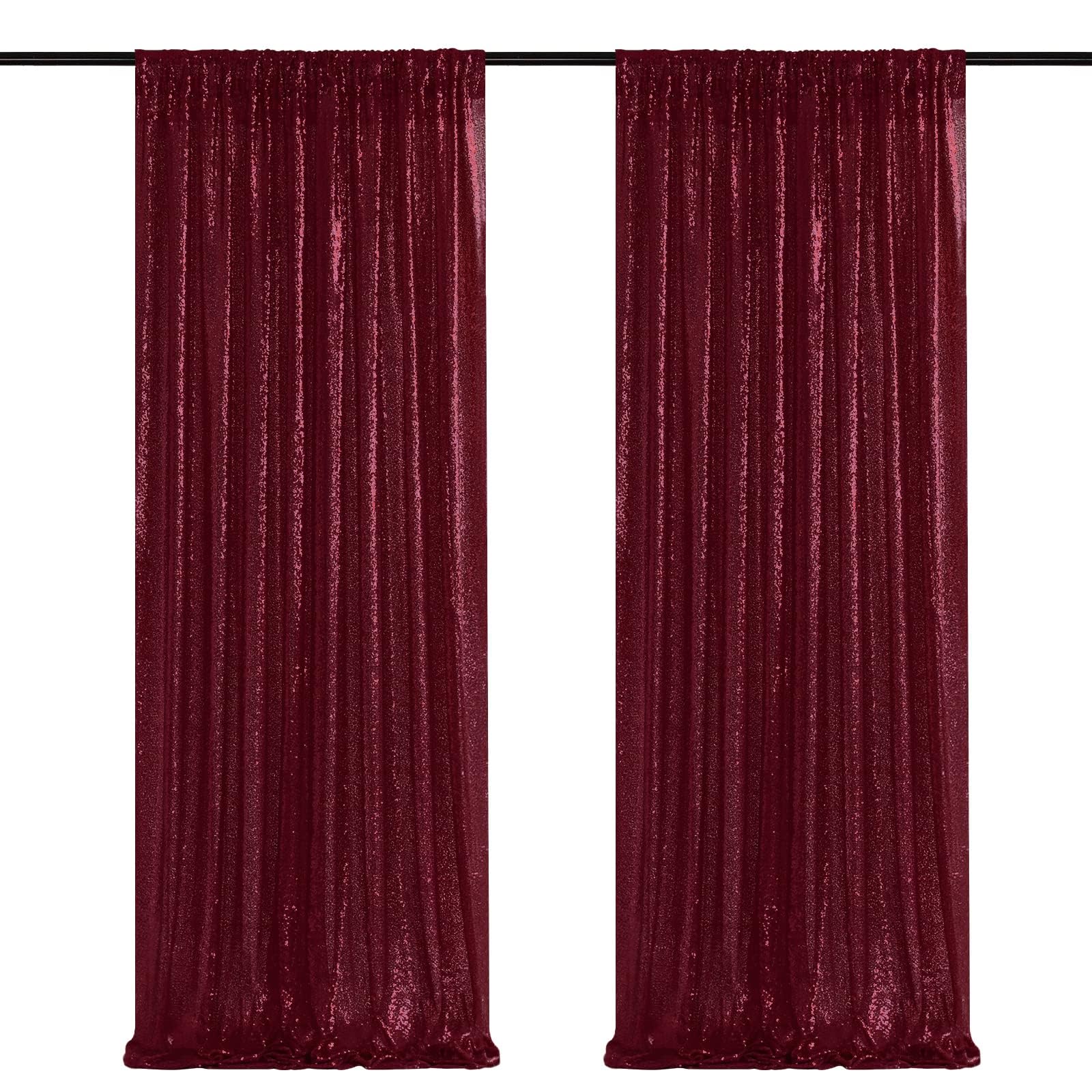 2 Pieces Gold Sequin Backdrop Curtain Panels Stage 2FTx8FT Party Wedding Background Drapes — view 43