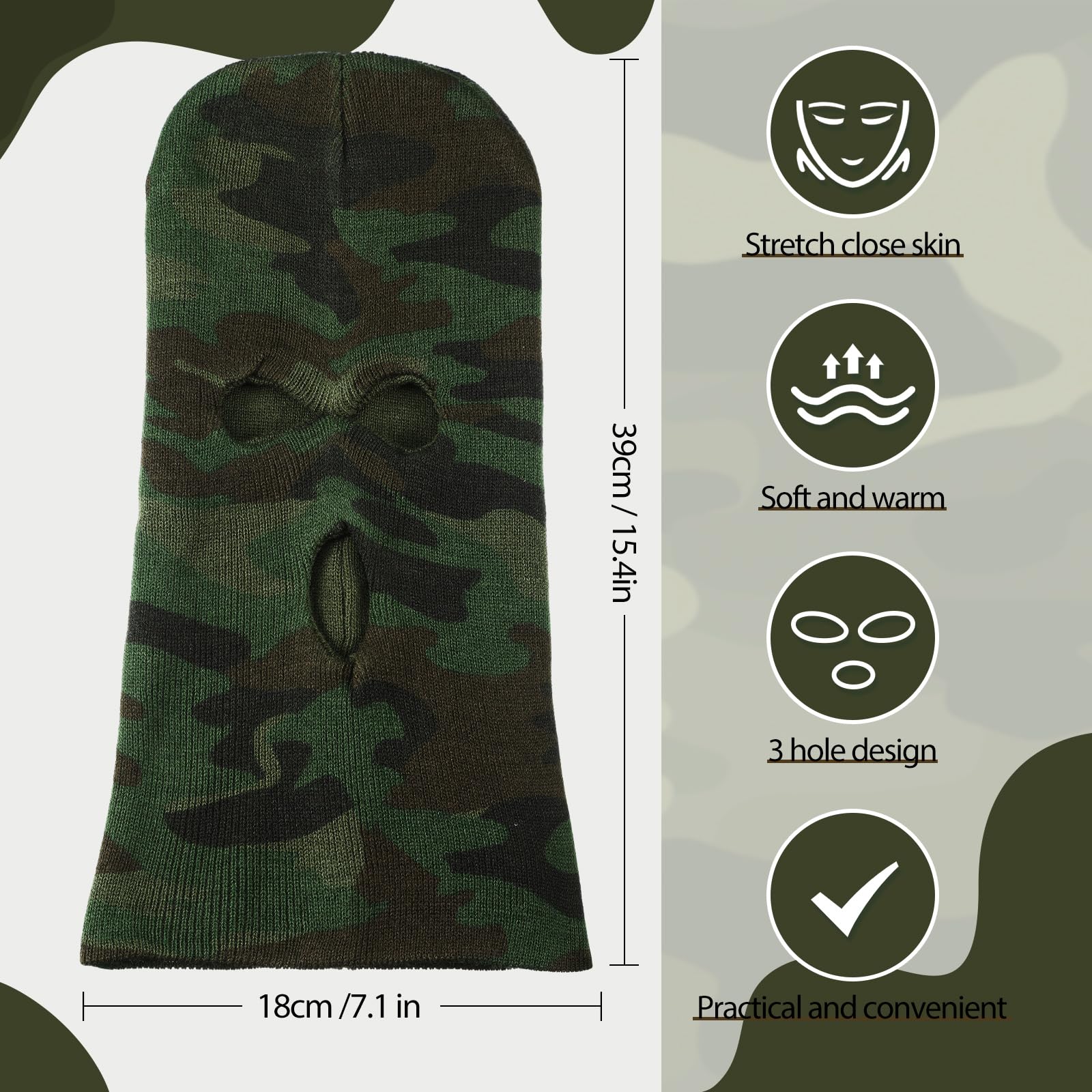 BBTO Pasamontañas Térmico 3 Agujeros Cubierta Facial Invierno Esquí Bufanda Calentador Cuello