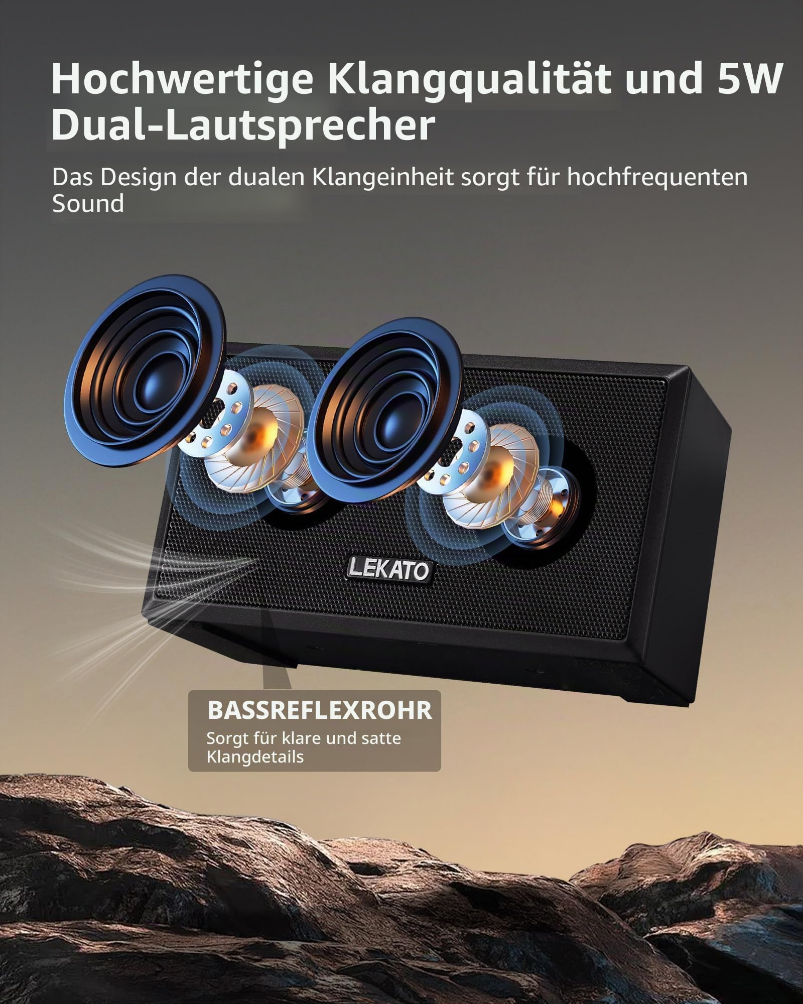 LEKATO Mini-Gitarrenverstärker Kleiner E-Gitarrenverstärker 5W Tragbar, Übungsgitarre Combo Amp (Schwarz)
