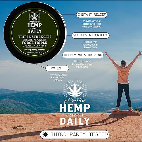 Miniatura 2 de Crema intensiva de cáñamo diaria  Crema de cáñamo con aceites esenciales vegana ingredientes orgánicos  17 onzas triple fuerza original individual
