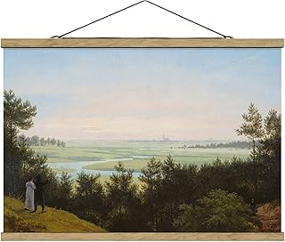 Quadro Tessuto Karl Friedrich Schinkel - Paesaggio Vicino Pichelswerder - Orizzontale 2:3, 53.5 x 80cm, Legno di Quercia