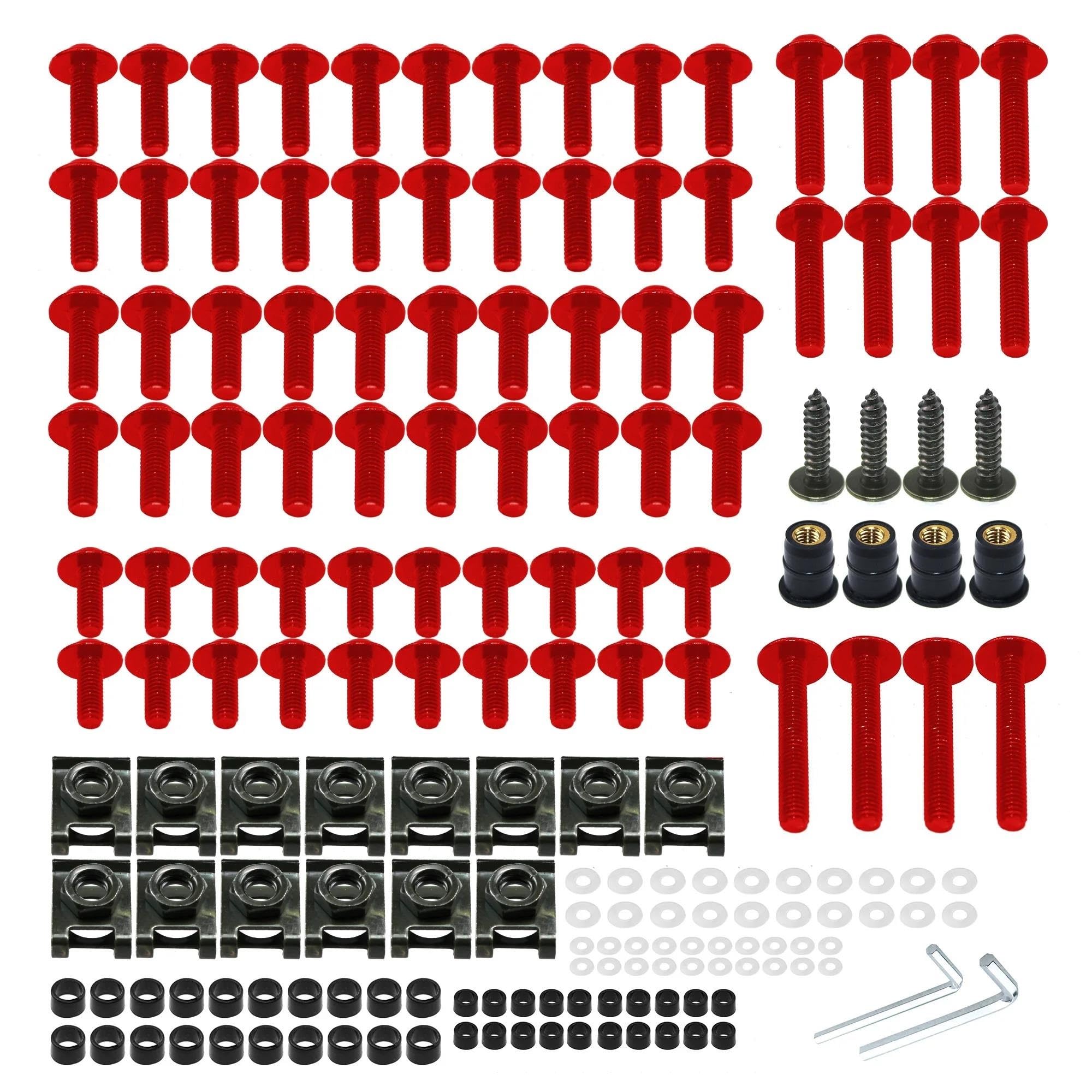 177pcs Fairing Bolts Motorcycle Screws Body Nuts For Z750 For Z900 For Z1000 For Z800 For Versys 650 For Er6n CNC Alloy(Rosso)