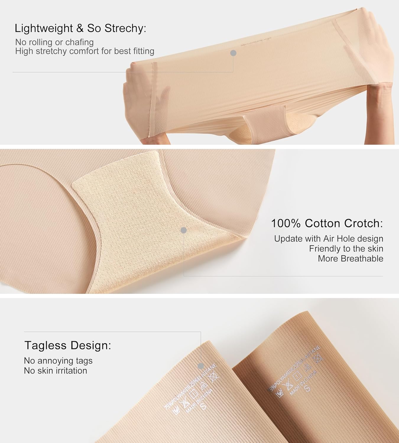 SHARICCA Seamless High Waisted Underwear for Women No Show Full Coverage Panties Nuage Microfiber Briefs Pack - Image 7