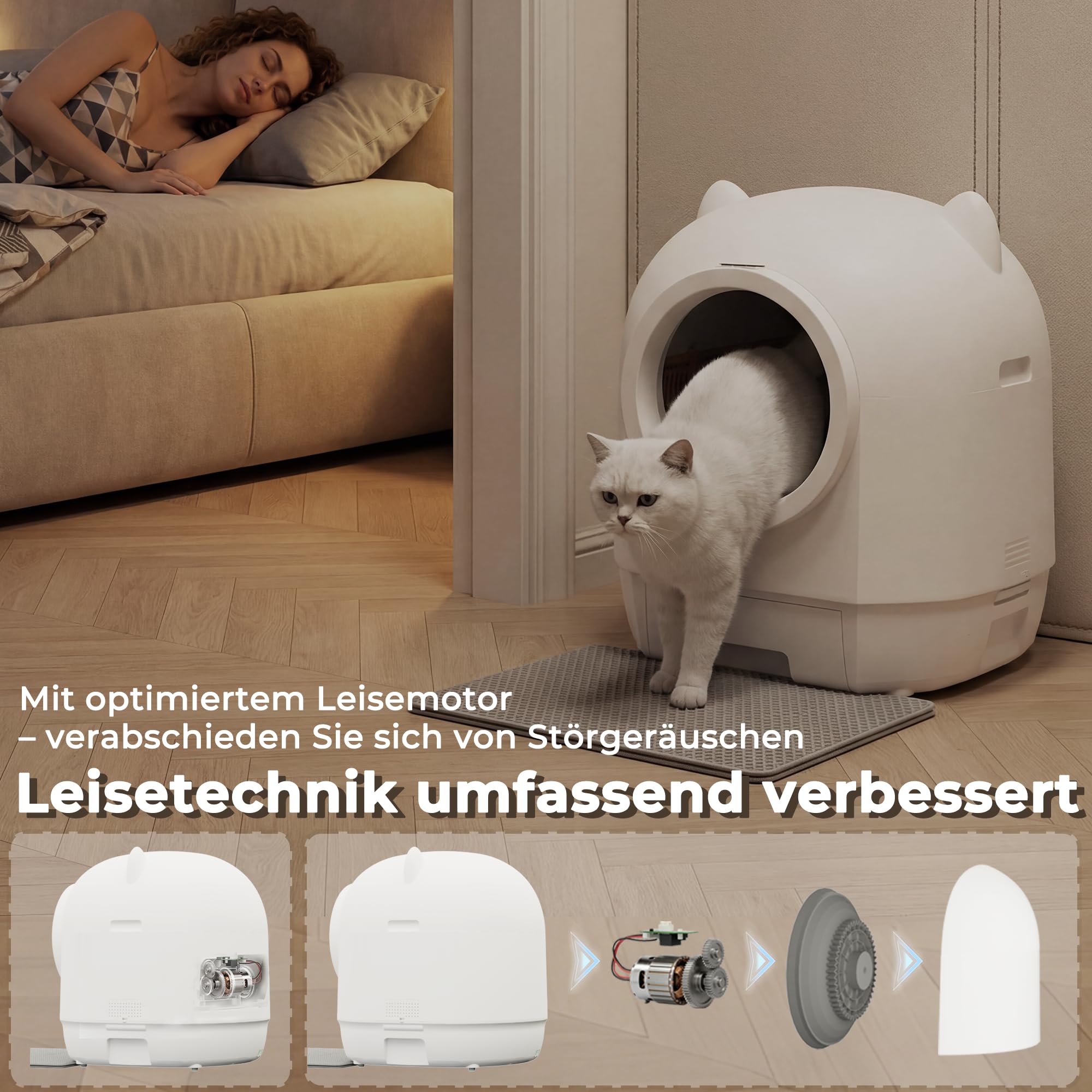 JUMMICO Selbstreinigendes Katzenklo, großes Volumen, entlastet Ihre Hände