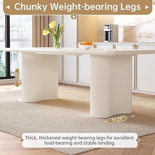 Miniatura 4 de Juego de mesa de comedor y sillas de 7 piezas para 6, mesa de cocina rectangular de 62.99 pulgadas con 6 sillas, juegos de cocina y comedor con