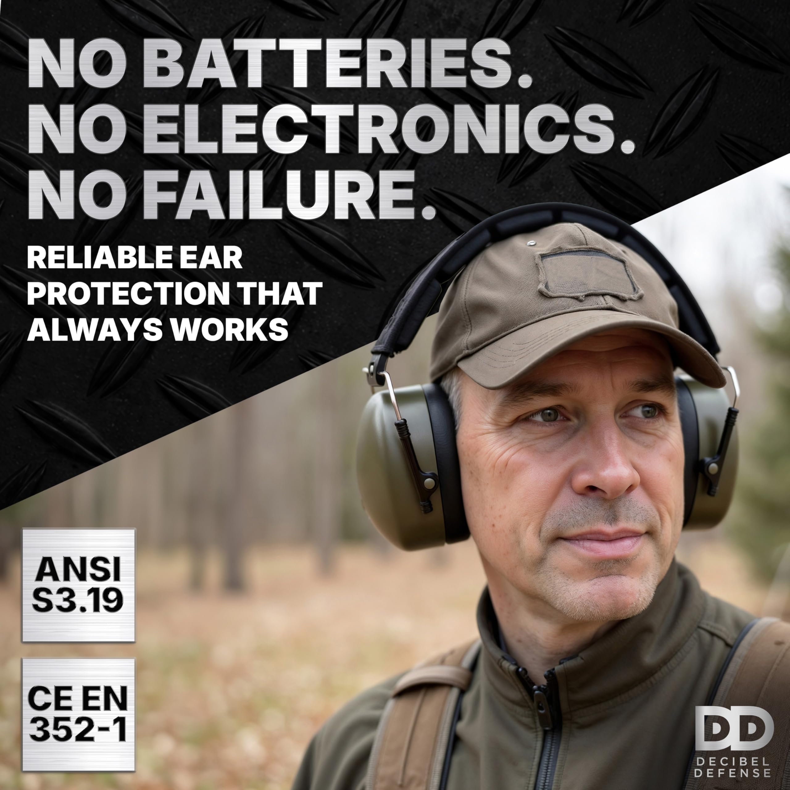 DECIBEL DEFENSE Orejeras profesionales de seguridad 37dB NRR – La protección auditiva más alta y cómoda para disparos y uso industrial – La mejor protección auditiva garantizada. (verde)