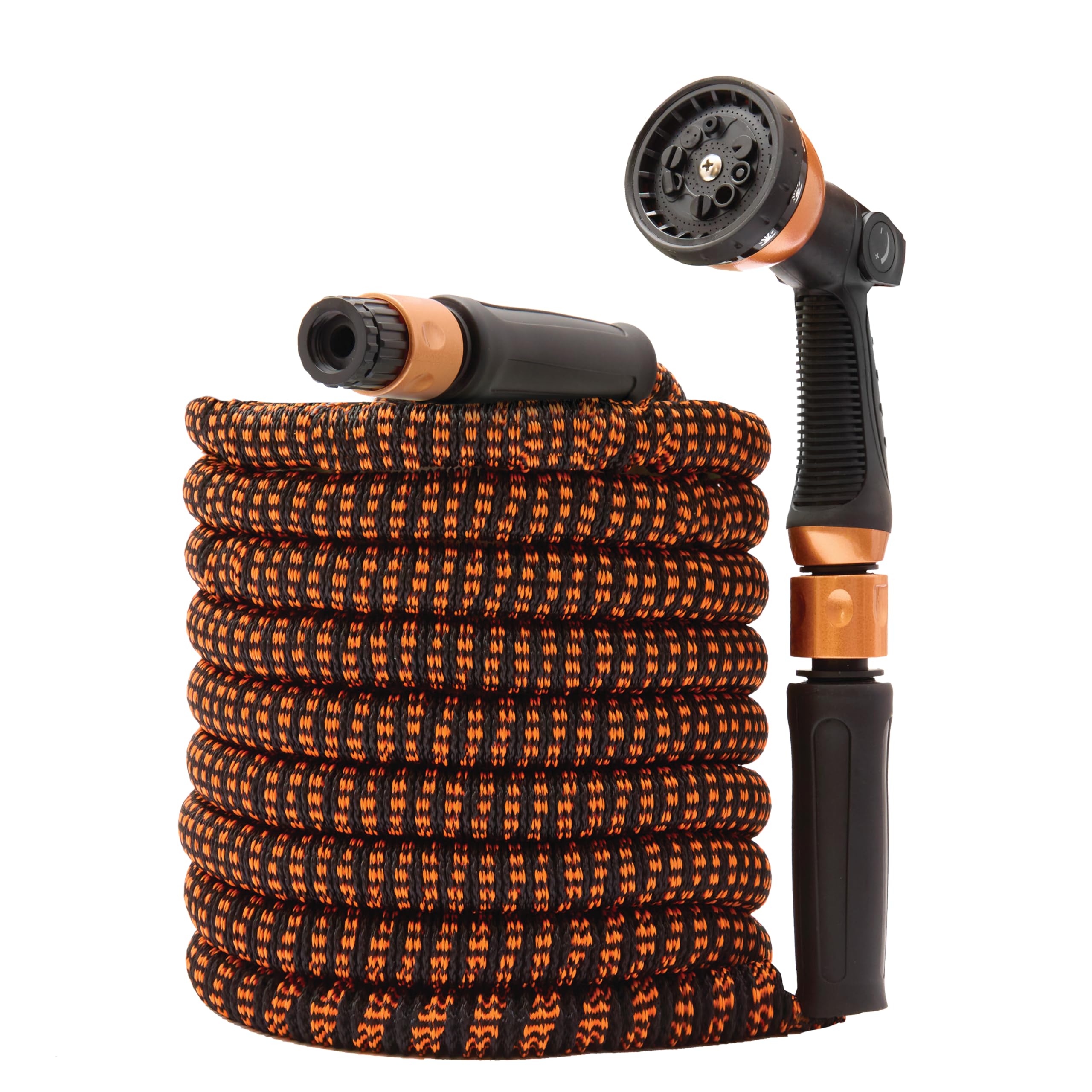 Coopers Of Stortford Copper - Colour Expanding Garden Hose Pipe 30M/98Ft - Flexible Kink-Free, Garden Hose With 10 Spray Nozzle - Lightweight & Durable
