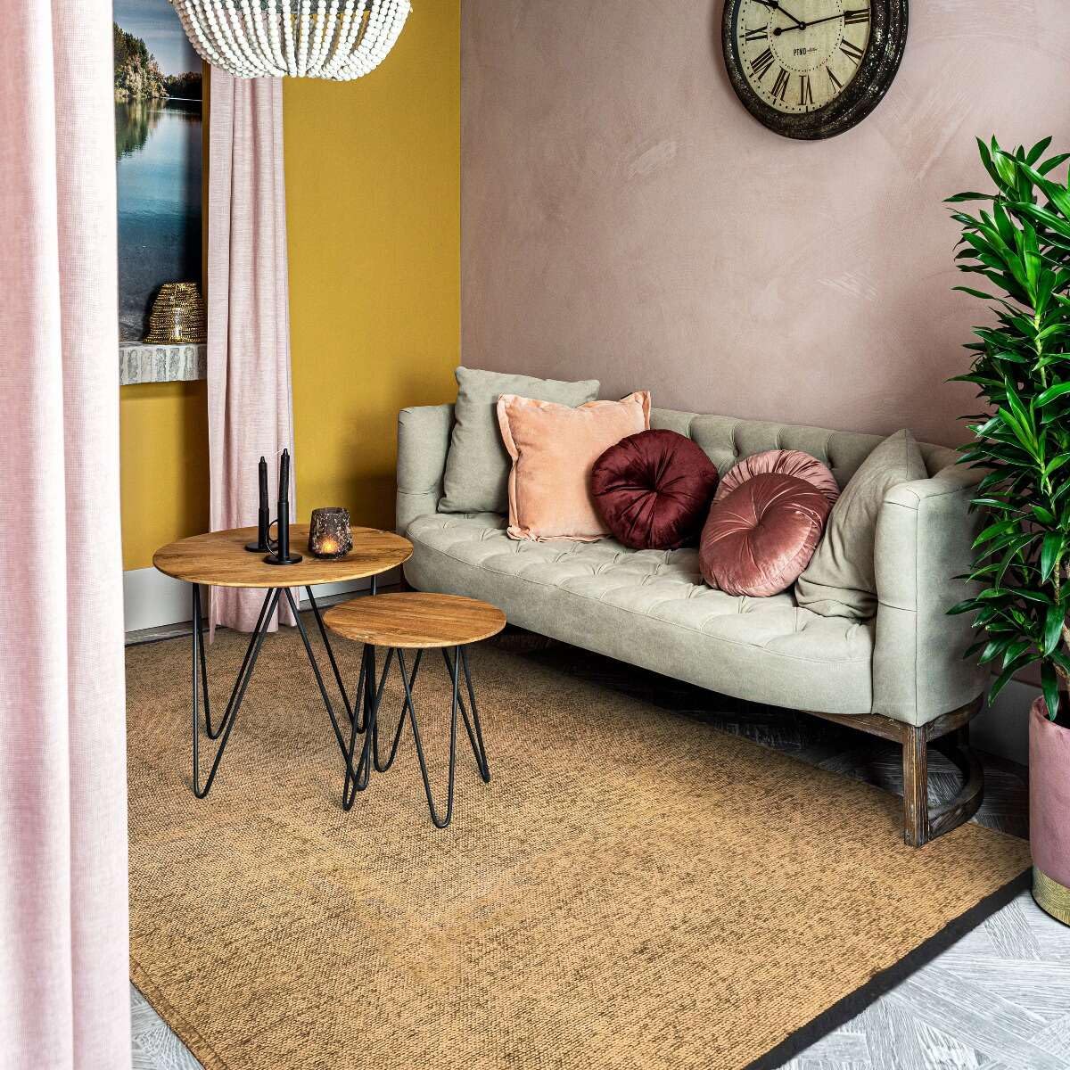 Thedecofactory Tapis en Coton et Polyester Lavable tissé Plat Beige 80x150