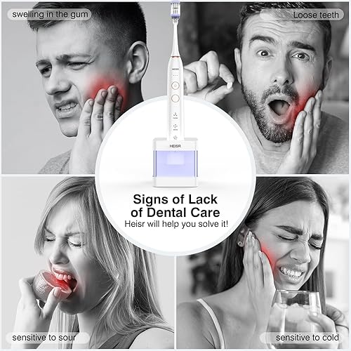 Miniatura 4 de Cepillo de dientes eléctrico de blanqueamiento sónico envolvente de 3 lados para adultos, cabezal de cepillo mecánico giratorio de 180, cerdas