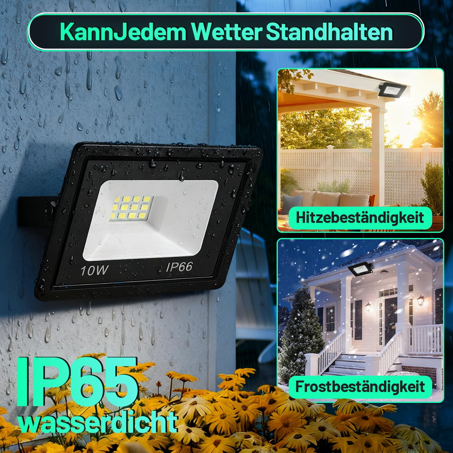 Sonnewelt LED Strahler Außen Fluter 5er 100W Aussenstrahler 8500lm Flutlicht 6000k Kaltweiß IP66 Wasserdicht Außenstrahler für Sportplatz Rasenflächen Hinterhof Auffahrt Garage Flur Garten