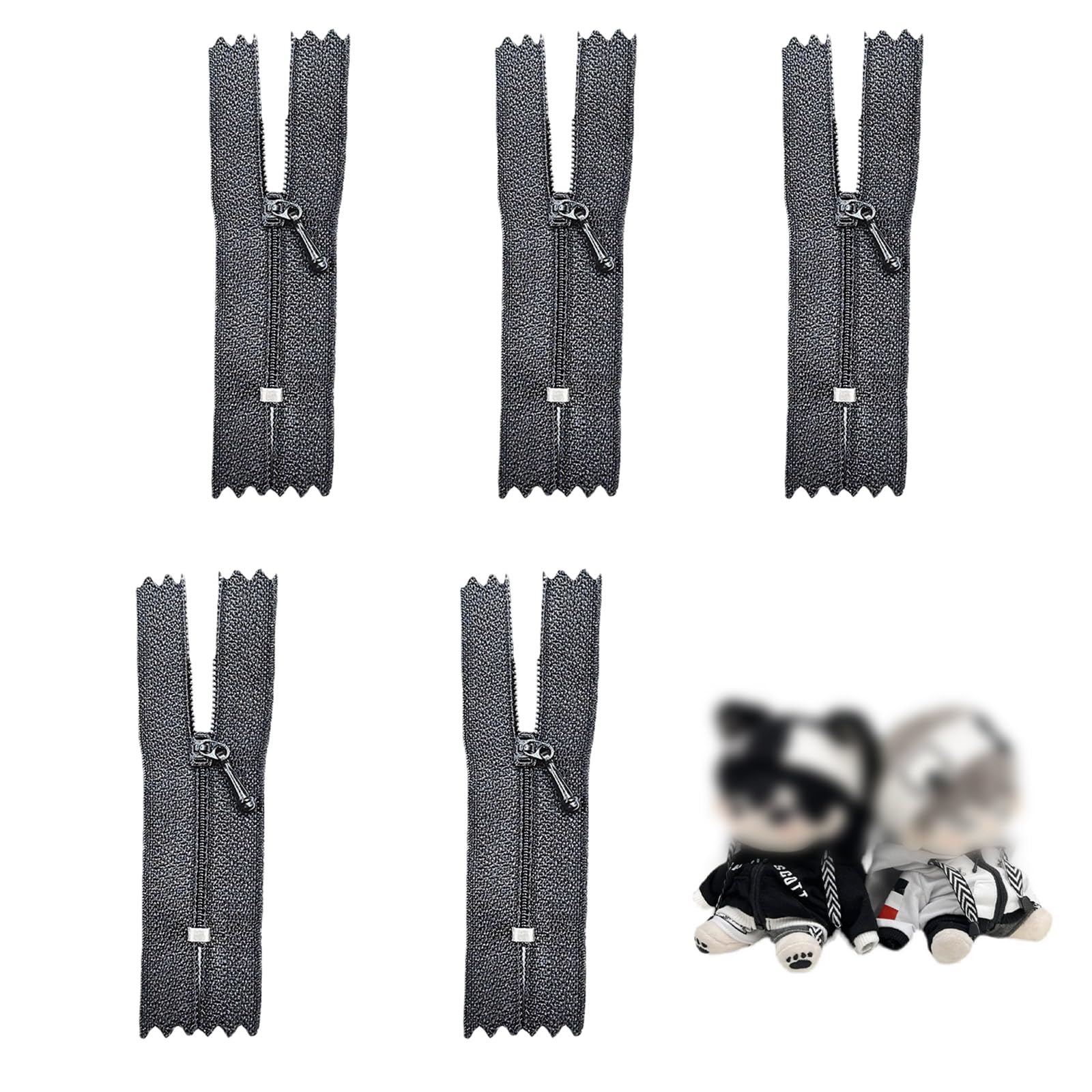 TVETE Invisible Fasteners, Fasteners, Repair Fasteners, Black, 3.9 inches (10 cm), 5 Pieces, Off Black, Nylon, Smooth Zipper, Repair Parts, Doll Clothes, Wallet, Strong Abrasion Resistant, Handmade,