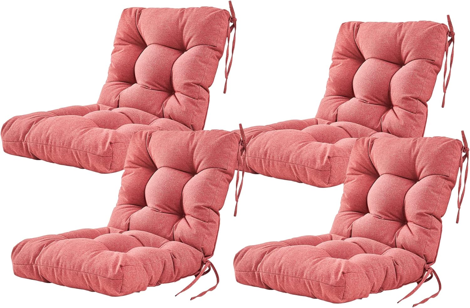 ARTPLAN Seat/Back Outdoor Chair Cushion,Set of 4 Patio Chair Cushion with Tie,Tufted