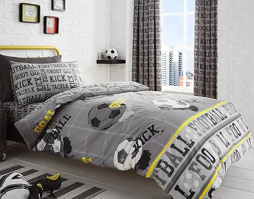 Bedlam - Housse de Couette Football Gris - 200 x